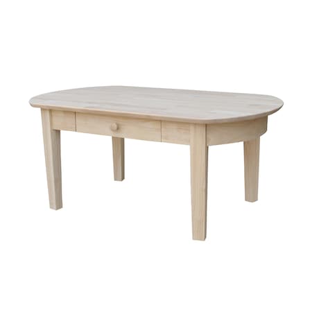 International Concepts Rectangle Philips Oval Coffee Table, 42 W, 24 L, 18 in H, Wood, Unfinished OT-5C